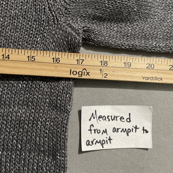 J Jill Cardigan Size Petite Medium Metallic Linen Silver Sweater Classic Glam - Picture 8 of 9